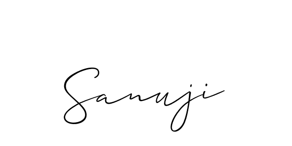 Use a signature maker to create a handwritten signature online. With this signature software, you can design (Allison_Script) your own signature for name Sanuji. Sanuji signature style 2 images and pictures png