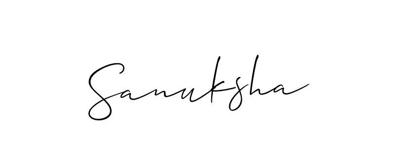 It looks lik you need a new signature style for name Sanuksha. Design unique handwritten (Allison_Script) signature with our free signature maker in just a few clicks. Sanuksha signature style 2 images and pictures png
