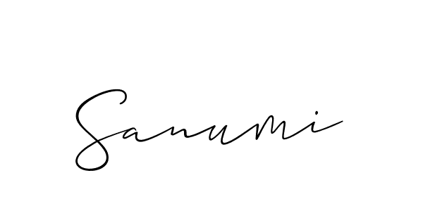 Make a beautiful signature design for name Sanumi. With this signature (Allison_Script) style, you can create a handwritten signature for free. Sanumi signature style 2 images and pictures png