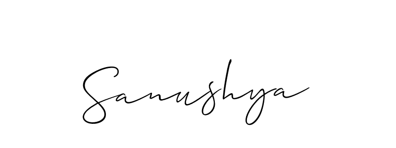 Use a signature maker to create a handwritten signature online. With this signature software, you can design (Allison_Script) your own signature for name Sanushya. Sanushya signature style 2 images and pictures png