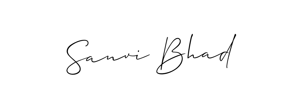You should practise on your own different ways (Allison_Script) to write your name (Sanvi Bhad) in signature. don't let someone else do it for you. Sanvi Bhad signature style 2 images and pictures png