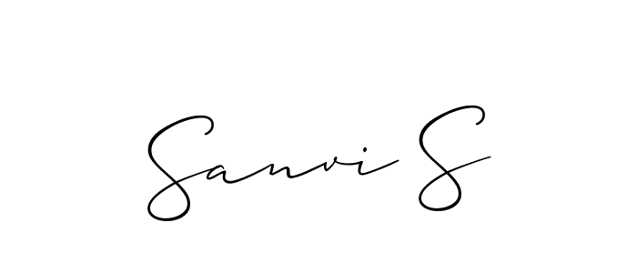 Allison_Script is a professional signature style that is perfect for those who want to add a touch of class to their signature. It is also a great choice for those who want to make their signature more unique. Get Sanvi S name to fancy signature for free. Sanvi S signature style 2 images and pictures png