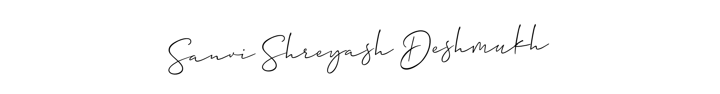 The best way (Allison_Script) to make a short signature is to pick only two or three words in your name. The name Sanvi Shreyash Deshmukh include a total of six letters. For converting this name. Sanvi Shreyash Deshmukh signature style 2 images and pictures png