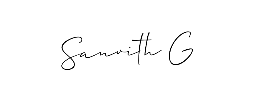 How to make Sanvith G signature? Allison_Script is a professional autograph style. Create handwritten signature for Sanvith G name. Sanvith G signature style 2 images and pictures png