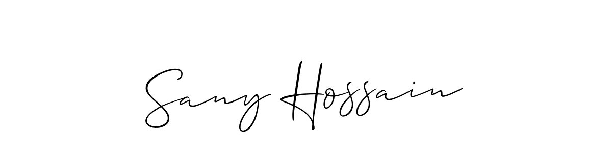 The best way (Allison_Script) to make a short signature is to pick only two or three words in your name. The name Sany Hossain include a total of six letters. For converting this name. Sany Hossain signature style 2 images and pictures png