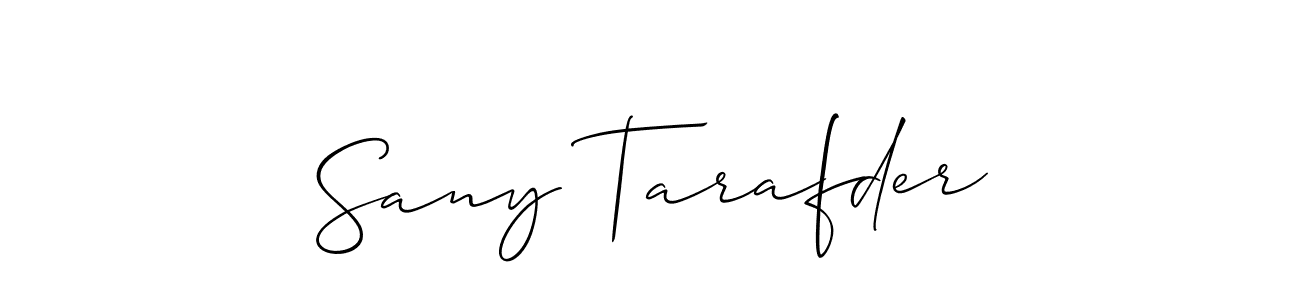 Also You can easily find your signature by using the search form. We will create Sany Tarafder name handwritten signature images for you free of cost using Allison_Script sign style. Sany Tarafder signature style 2 images and pictures png