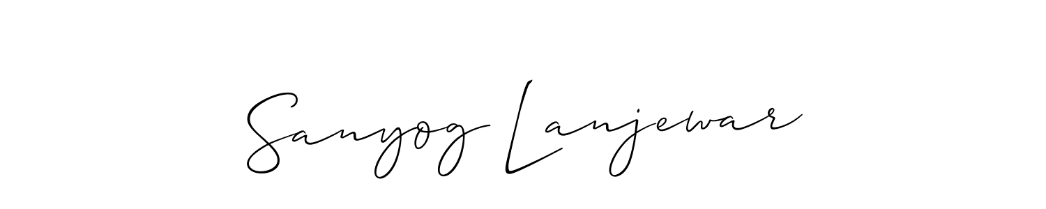 The best way (Allison_Script) to make a short signature is to pick only two or three words in your name. The name Sanyog Lanjewar include a total of six letters. For converting this name. Sanyog Lanjewar signature style 2 images and pictures png