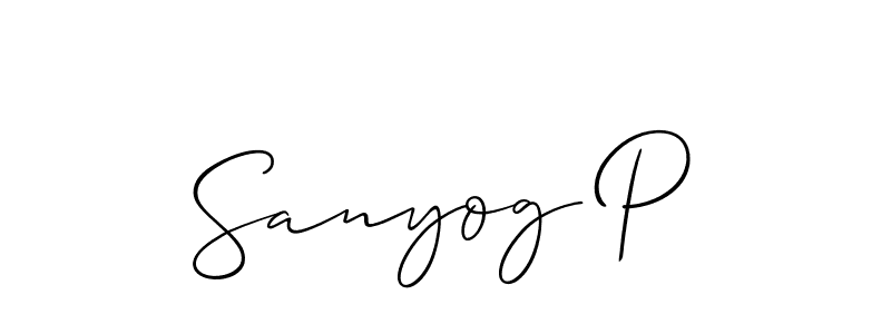 if you are searching for the best signature style for your name Sanyog P. so please give up your signature search. here we have designed multiple signature styles  using Allison_Script. Sanyog P signature style 2 images and pictures png