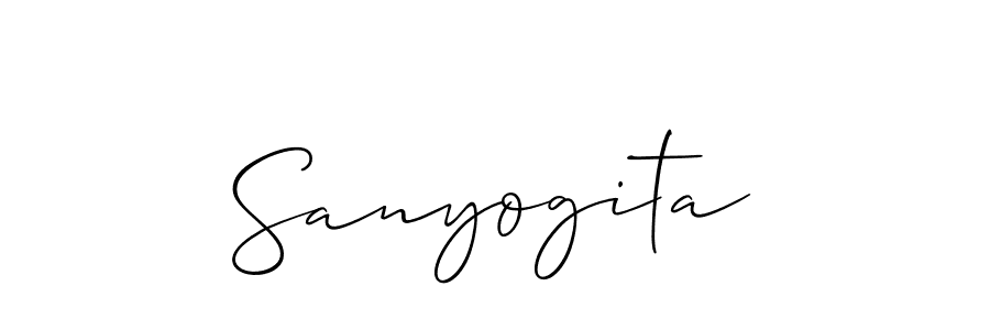 if you are searching for the best signature style for your name Sanyogita. so please give up your signature search. here we have designed multiple signature styles  using Allison_Script. Sanyogita signature style 2 images and pictures png