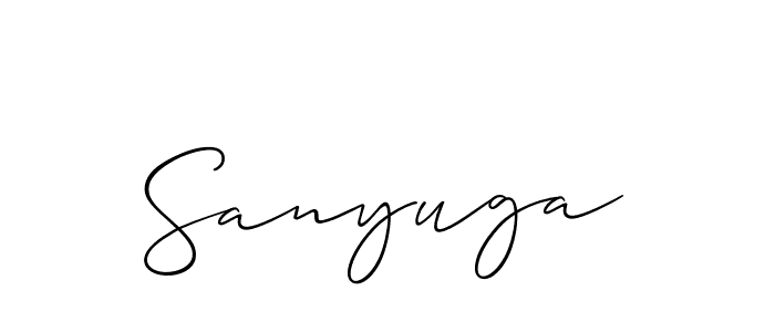 Make a beautiful signature design for name Sanyuga. With this signature (Allison_Script) style, you can create a handwritten signature for free. Sanyuga signature style 2 images and pictures png