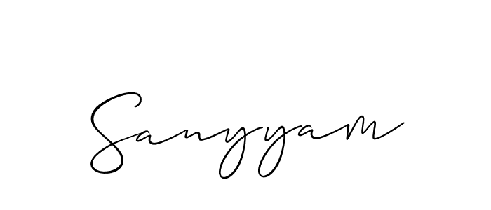 Use a signature maker to create a handwritten signature online. With this signature software, you can design (Allison_Script) your own signature for name Sanyyam. Sanyyam signature style 2 images and pictures png
