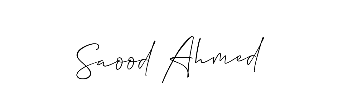 How to make Saood Ahmed name signature. Use Allison_Script style for creating short signs online. This is the latest handwritten sign. Saood Ahmed signature style 2 images and pictures png