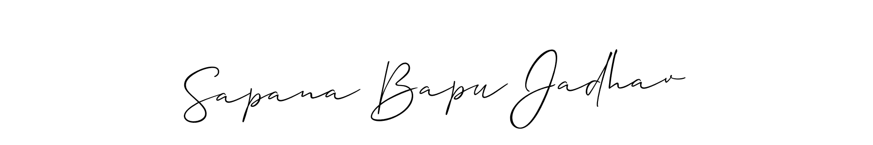 The best way (Allison_Script) to make a short signature is to pick only two or three words in your name. The name Sapana Bapu Jadhav include a total of six letters. For converting this name. Sapana Bapu Jadhav signature style 2 images and pictures png