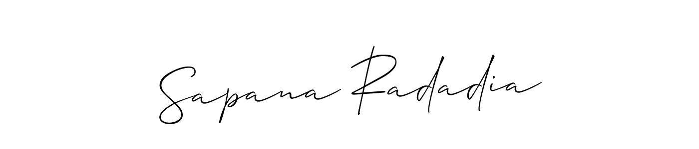 This is the best signature style for the Sapana Radadia name. Also you like these signature font (Allison_Script). Mix name signature. Sapana Radadia signature style 2 images and pictures png