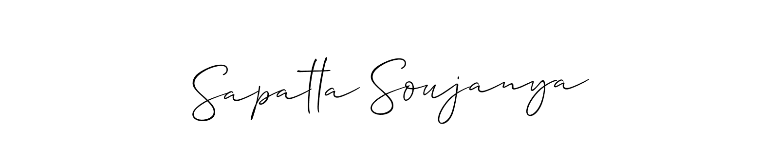 You should practise on your own different ways (Allison_Script) to write your name (Sapatla Soujanya) in signature. don't let someone else do it for you. Sapatla Soujanya signature style 2 images and pictures png