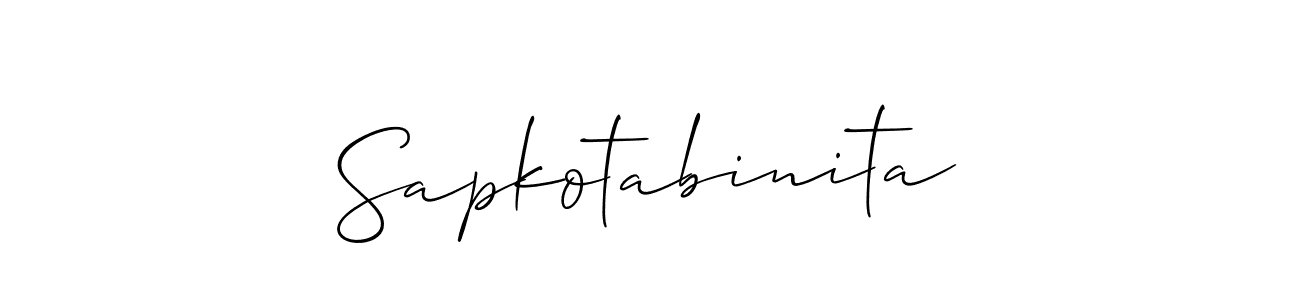 How to make Sapkotabinita signature? Allison_Script is a professional autograph style. Create handwritten signature for Sapkotabinita name. Sapkotabinita signature style 2 images and pictures png