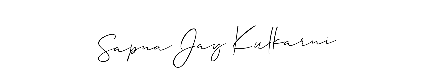 How to make Sapna Jay Kulkarni name signature. Use Allison_Script style for creating short signs online. This is the latest handwritten sign. Sapna Jay Kulkarni signature style 2 images and pictures png