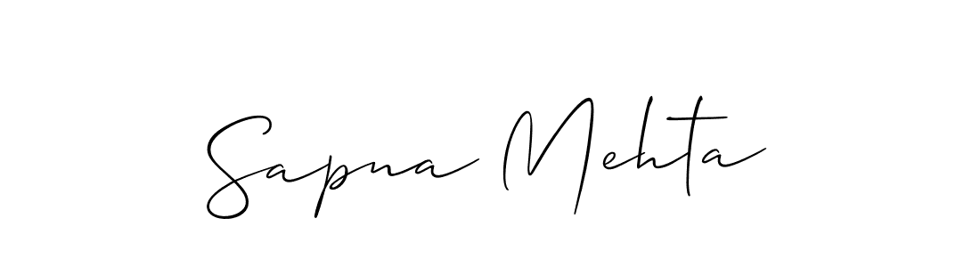 The best way (Allison_Script) to make a short signature is to pick only two or three words in your name. The name Sapna Mehta include a total of six letters. For converting this name. Sapna Mehta signature style 2 images and pictures png