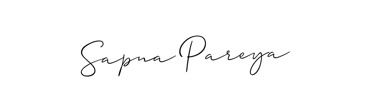 Allison_Script is a professional signature style that is perfect for those who want to add a touch of class to their signature. It is also a great choice for those who want to make their signature more unique. Get Sapna Pareya name to fancy signature for free. Sapna Pareya signature style 2 images and pictures png