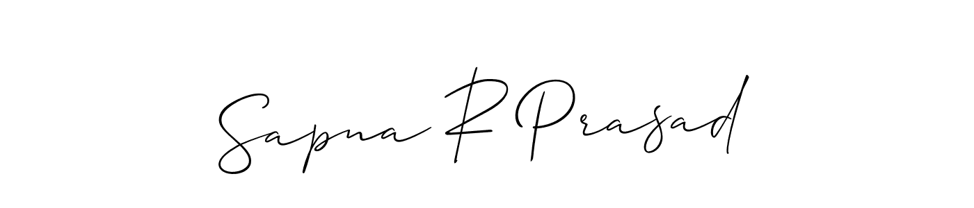 The best way (Allison_Script) to make a short signature is to pick only two or three words in your name. The name Sapna R Prasad include a total of six letters. For converting this name. Sapna R Prasad signature style 2 images and pictures png