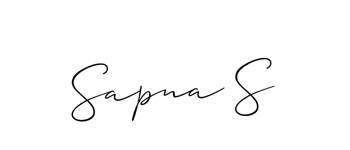 Also You can easily find your signature by using the search form. We will create Sapna S name handwritten signature images for you free of cost using Allison_Script sign style. Sapna S signature style 2 images and pictures png