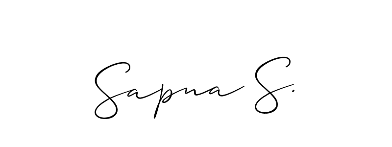 Also You can easily find your signature by using the search form. We will create Sapna S. name handwritten signature images for you free of cost using Allison_Script sign style. Sapna S. signature style 2 images and pictures png