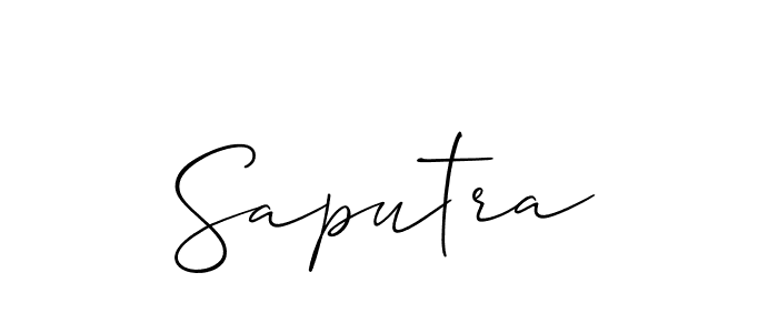 Use a signature maker to create a handwritten signature online. With this signature software, you can design (Allison_Script) your own signature for name Saputra. Saputra signature style 2 images and pictures png