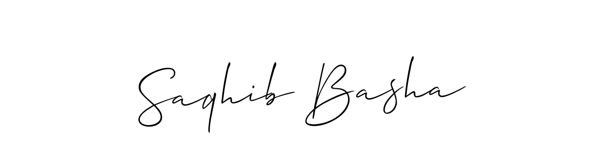 Saqhib Basha stylish signature style. Best Handwritten Sign (Allison_Script) for my name. Handwritten Signature Collection Ideas for my name Saqhib Basha. Saqhib Basha signature style 2 images and pictures png