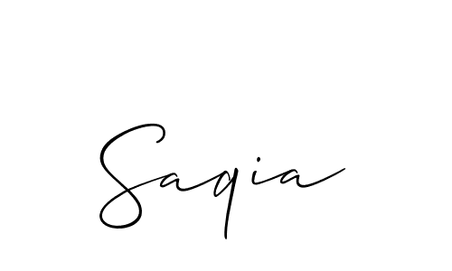 It looks lik you need a new signature style for name Saqia. Design unique handwritten (Allison_Script) signature with our free signature maker in just a few clicks. Saqia signature style 2 images and pictures png