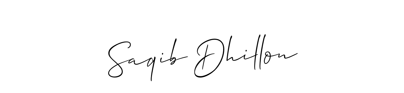 How to make Saqib Dhillon name signature. Use Allison_Script style for creating short signs online. This is the latest handwritten sign. Saqib Dhillon signature style 2 images and pictures png