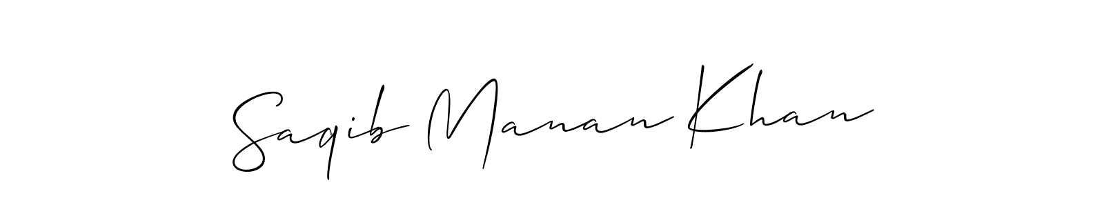 Make a short Saqib Manan Khan signature style. Manage your documents anywhere anytime using Allison_Script. Create and add eSignatures, submit forms, share and send files easily. Saqib Manan Khan signature style 2 images and pictures png