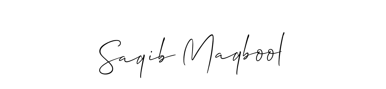 Allison_Script is a professional signature style that is perfect for those who want to add a touch of class to their signature. It is also a great choice for those who want to make their signature more unique. Get Saqib Maqbool name to fancy signature for free. Saqib Maqbool signature style 2 images and pictures png