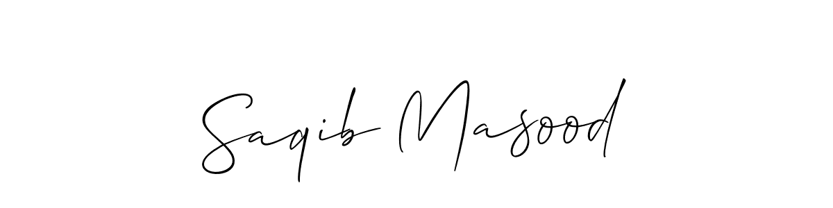 The best way (Allison_Script) to make a short signature is to pick only two or three words in your name. The name Saqib Masood include a total of six letters. For converting this name. Saqib Masood signature style 2 images and pictures png