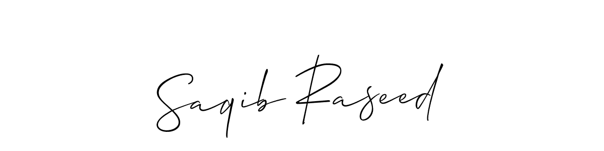 The best way (Allison_Script) to make a short signature is to pick only two or three words in your name. The name Saqib Raseed include a total of six letters. For converting this name. Saqib Raseed signature style 2 images and pictures png