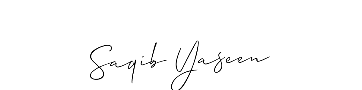 The best way (Allison_Script) to make a short signature is to pick only two or three words in your name. The name Saqib Yaseen include a total of six letters. For converting this name. Saqib Yaseen signature style 2 images and pictures png