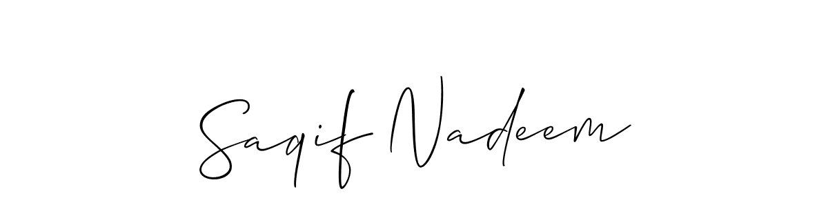 Create a beautiful signature design for name Saqif Nadeem. With this signature (Allison_Script) fonts, you can make a handwritten signature for free. Saqif Nadeem signature style 2 images and pictures png