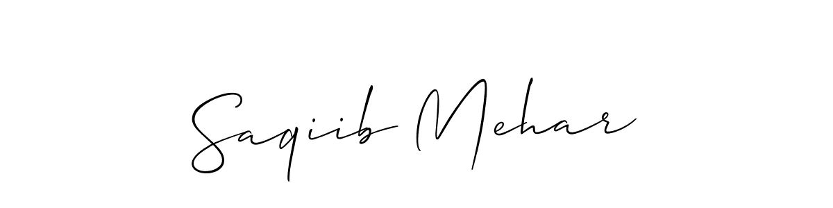 It looks lik you need a new signature style for name Saqiib Mehar. Design unique handwritten (Allison_Script) signature with our free signature maker in just a few clicks. Saqiib Mehar signature style 2 images and pictures png