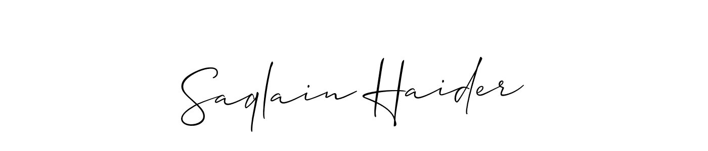 Make a beautiful signature design for name Saqlain Haider. With this signature (Allison_Script) style, you can create a handwritten signature for free. Saqlain Haider signature style 2 images and pictures png