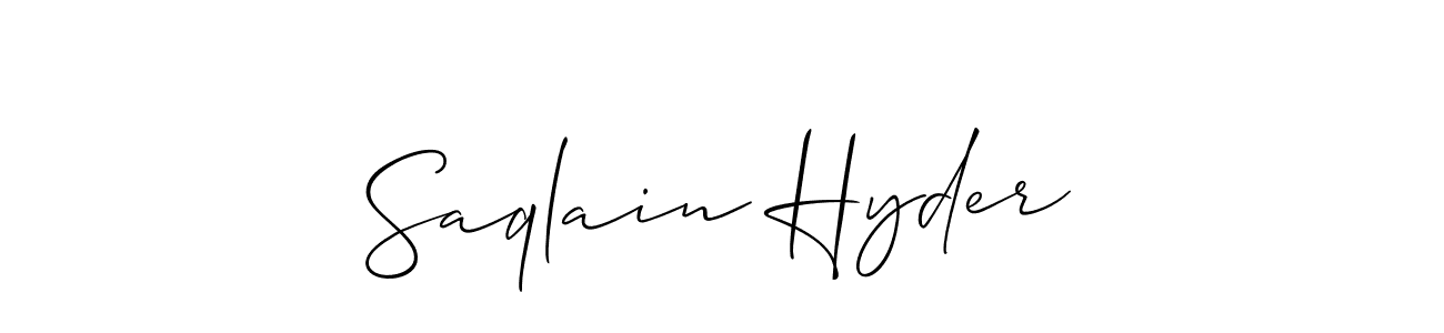 Design your own signature with our free online signature maker. With this signature software, you can create a handwritten (Allison_Script) signature for name Saqlain Hyder. Saqlain Hyder signature style 2 images and pictures png