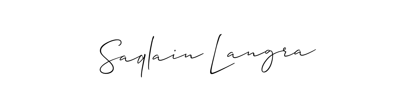 Use a signature maker to create a handwritten signature online. With this signature software, you can design (Allison_Script) your own signature for name Saqlain Langra. Saqlain Langra signature style 2 images and pictures png