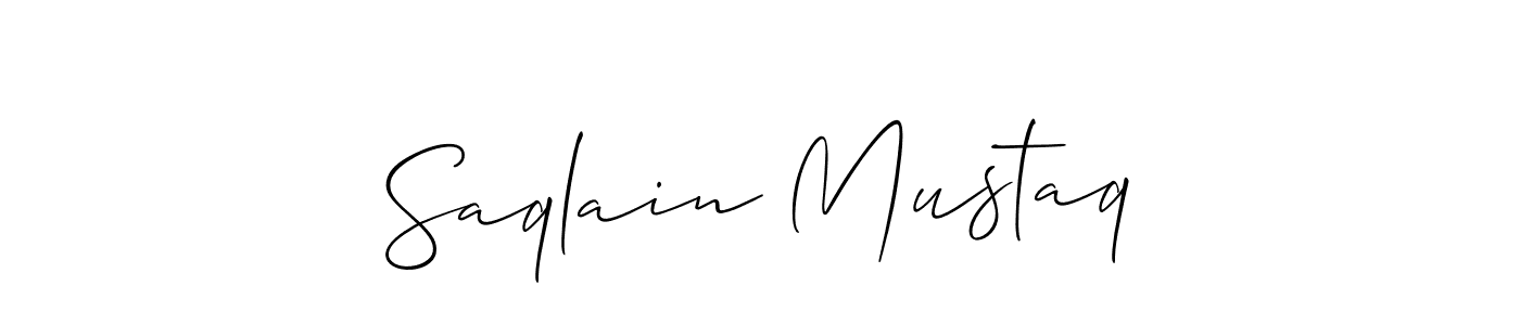 Design your own signature with our free online signature maker. With this signature software, you can create a handwritten (Allison_Script) signature for name Saqlain Mustaq. Saqlain Mustaq signature style 2 images and pictures png