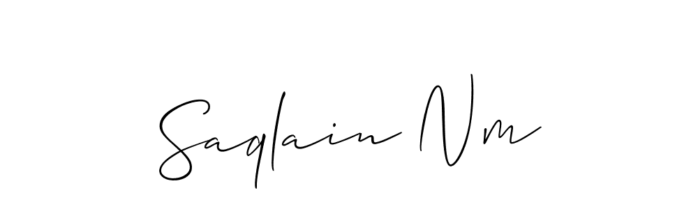 It looks lik you need a new signature style for name Saqlain Nm. Design unique handwritten (Allison_Script) signature with our free signature maker in just a few clicks. Saqlain Nm signature style 2 images and pictures png