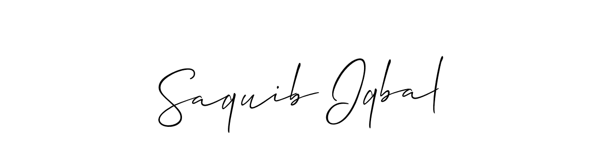 Allison_Script is a professional signature style that is perfect for those who want to add a touch of class to their signature. It is also a great choice for those who want to make their signature more unique. Get Saquib Iqbal name to fancy signature for free. Saquib Iqbal signature style 2 images and pictures png