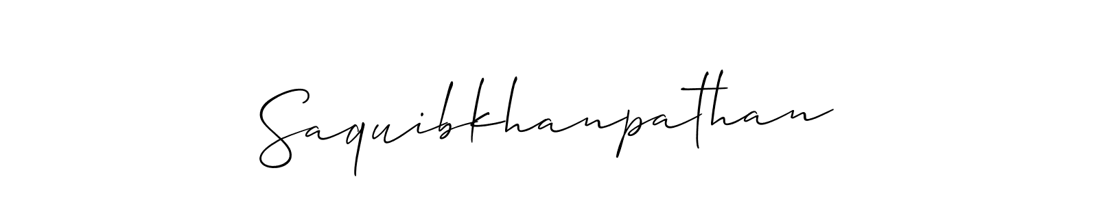 Allison_Script is a professional signature style that is perfect for those who want to add a touch of class to their signature. It is also a great choice for those who want to make their signature more unique. Get Saquibkhanpathan name to fancy signature for free. Saquibkhanpathan signature style 2 images and pictures png