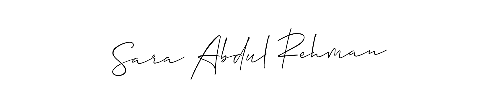 It looks lik you need a new signature style for name Sara Abdul Rehman. Design unique handwritten (Allison_Script) signature with our free signature maker in just a few clicks. Sara Abdul Rehman signature style 2 images and pictures png