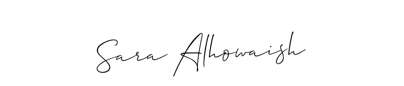 Create a beautiful signature design for name Sara Alhowaish. With this signature (Allison_Script) fonts, you can make a handwritten signature for free. Sara Alhowaish signature style 2 images and pictures png