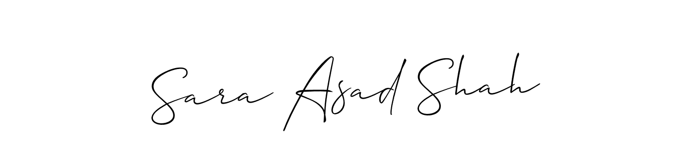 Make a short Sara Asad Shah signature style. Manage your documents anywhere anytime using Allison_Script. Create and add eSignatures, submit forms, share and send files easily. Sara Asad Shah signature style 2 images and pictures png