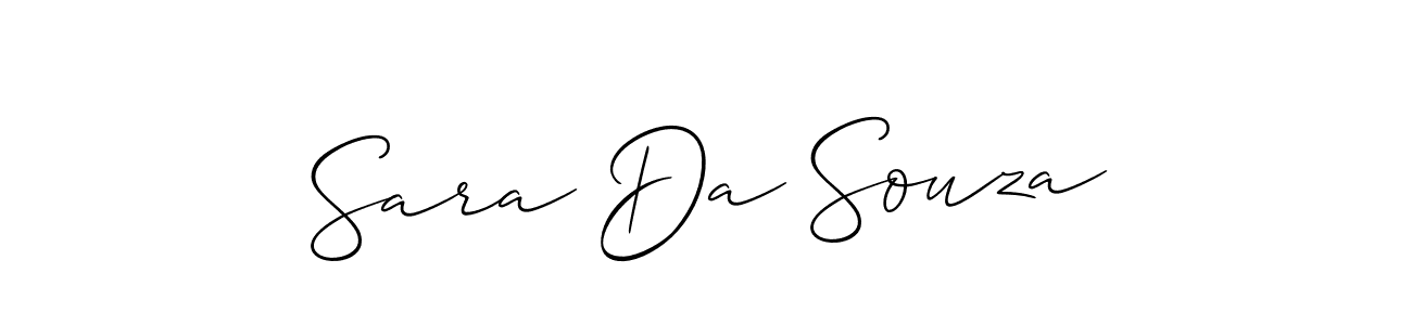 Make a short Sara Da Souza signature style. Manage your documents anywhere anytime using Allison_Script. Create and add eSignatures, submit forms, share and send files easily. Sara Da Souza signature style 2 images and pictures png