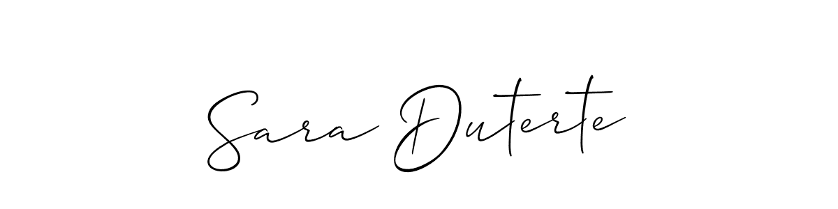 Make a beautiful signature design for name Sara Duterte. With this signature (Allison_Script) style, you can create a handwritten signature for free. Sara Duterte signature style 2 images and pictures png