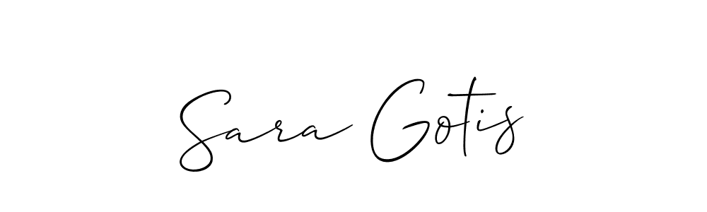 Make a short Sara Gotis signature style. Manage your documents anywhere anytime using Allison_Script. Create and add eSignatures, submit forms, share and send files easily. Sara Gotis signature style 2 images and pictures png